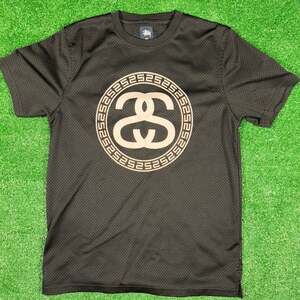 Stüssy Men's Black Mesh Short Sleeve Jersey with Double S Link Logo